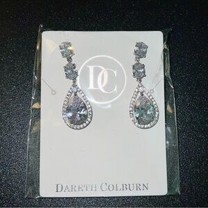 Dareth Colburn Silver Teardrop Crystal Drop Earrings - Clear